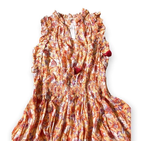 NWT ‎ Poupette St Barth Triny Floral Mini dress, Size L, Orange Esterel - Picture 15 of 16